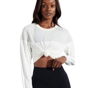Buff Bunny Ivory Long Sleeve Horizon Mesh Crop Top